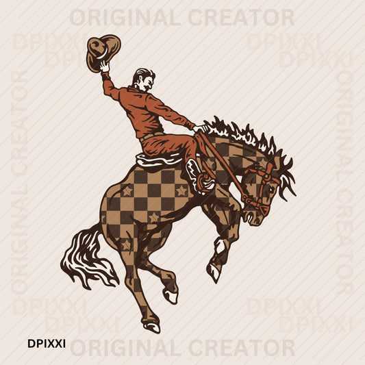 Howdy Checker Horse Cowboy Asset