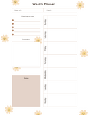 White And yellow Floral Weekly Planner | Weekly Priorities, Reminders | PDF Digital Download
