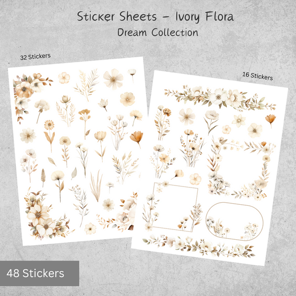 Sticker Sheets  - Ivory Flora Dream Collections
