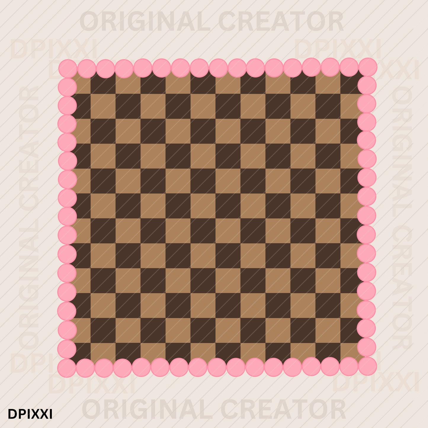 Square Turquoise Checker (Brown, Turquoise, Pink)