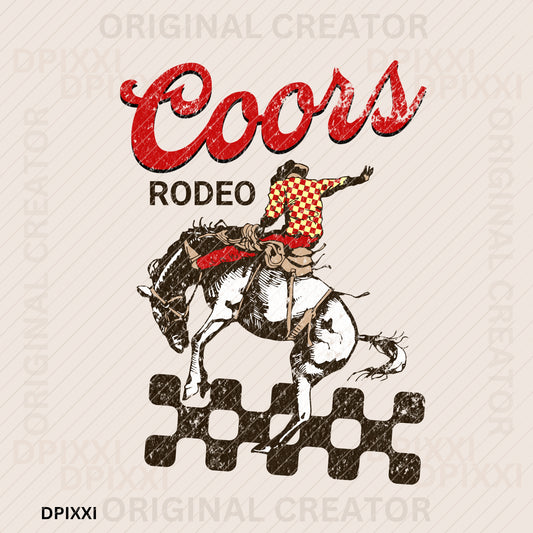 Coors Rodeo Checker Cowboy Ride Horse