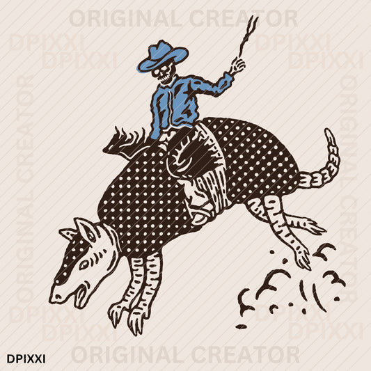 Bucking Armadillo Cowboy on Horse