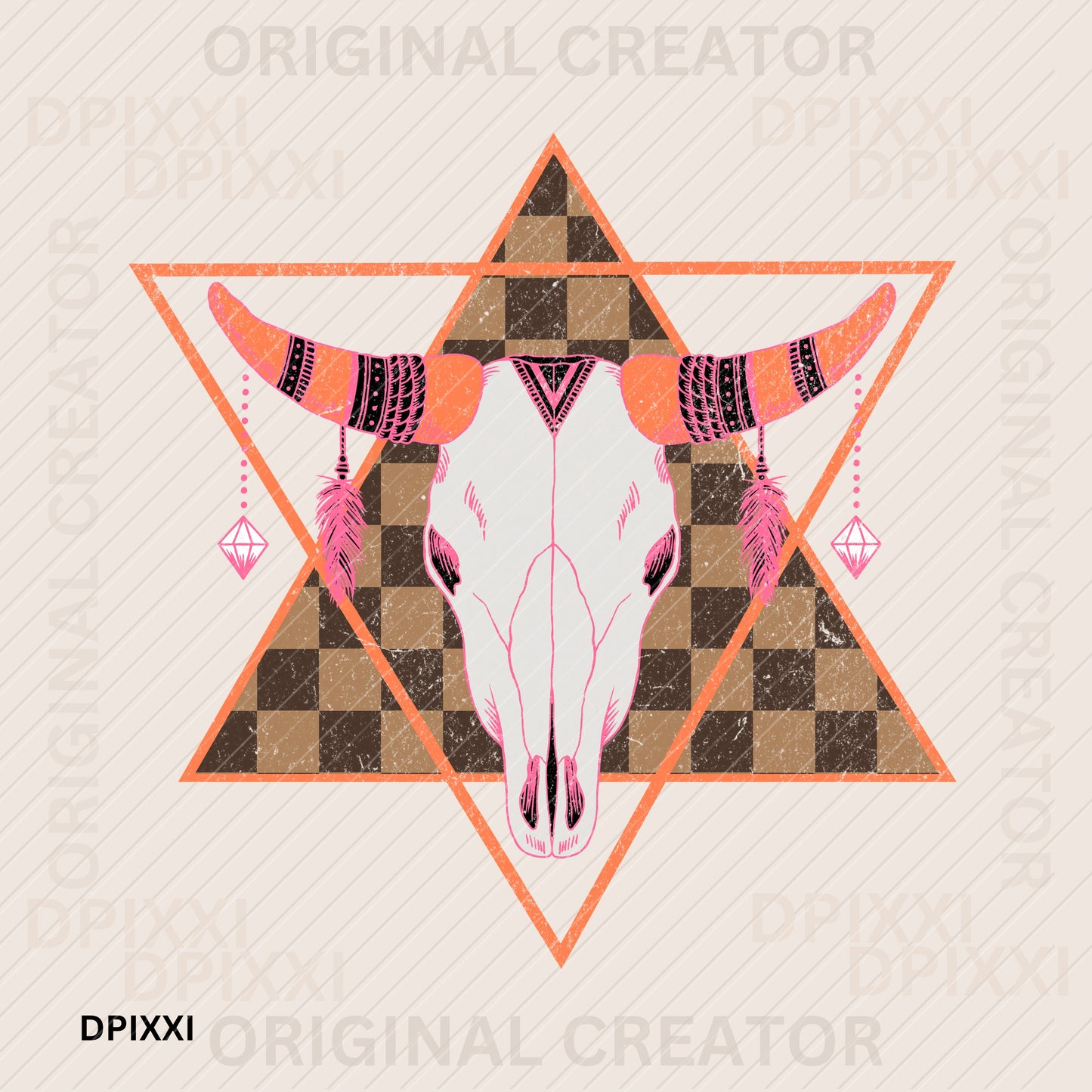 Checker Triangle Boho Bull