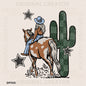 Cowgirl Gazed Star Horse Checker Cactus