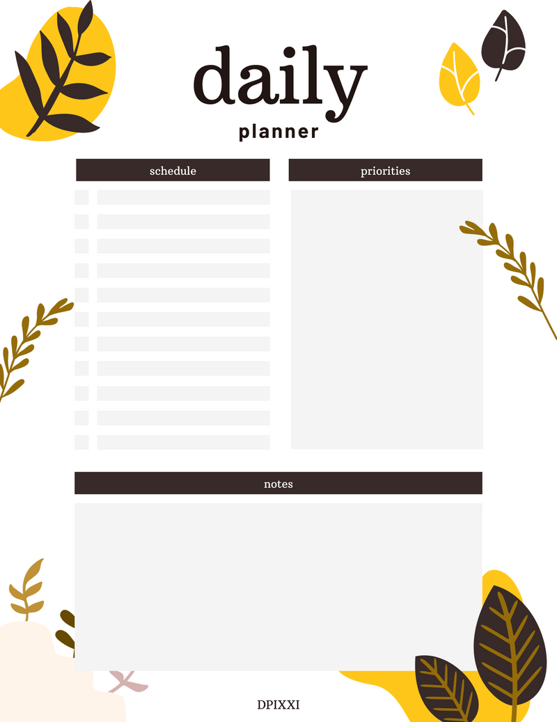 Aesthetic Daily Planner | Schedule, Priorities, Notes