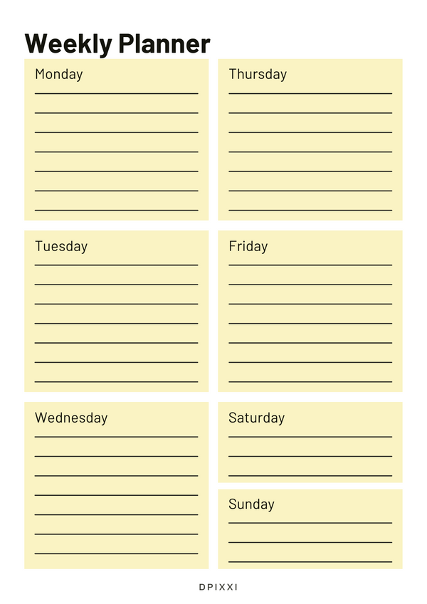 White Elegant Customizable & Printable Weekly Planner