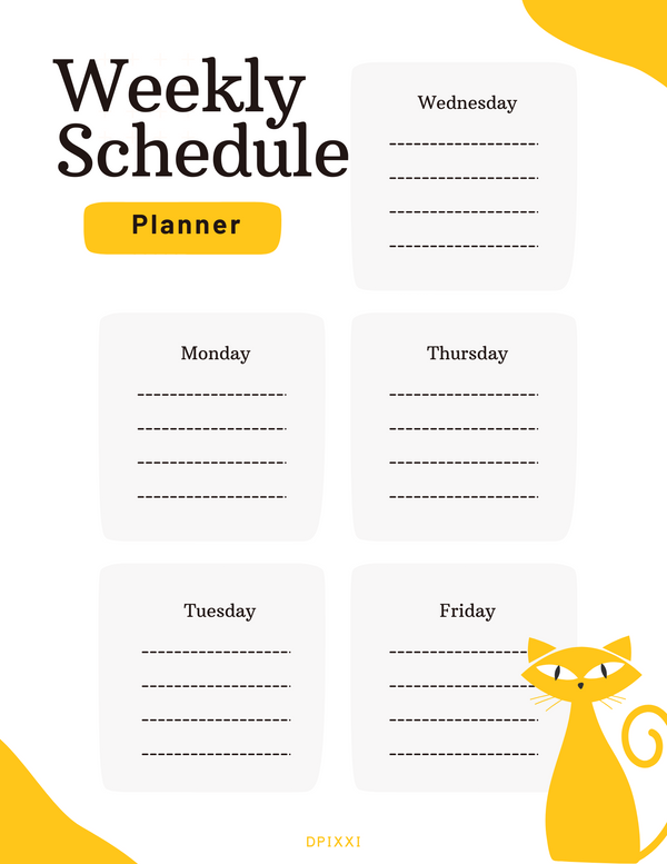 Cat Aesthetic School Schedule Free Planner Template | Monday To Friday