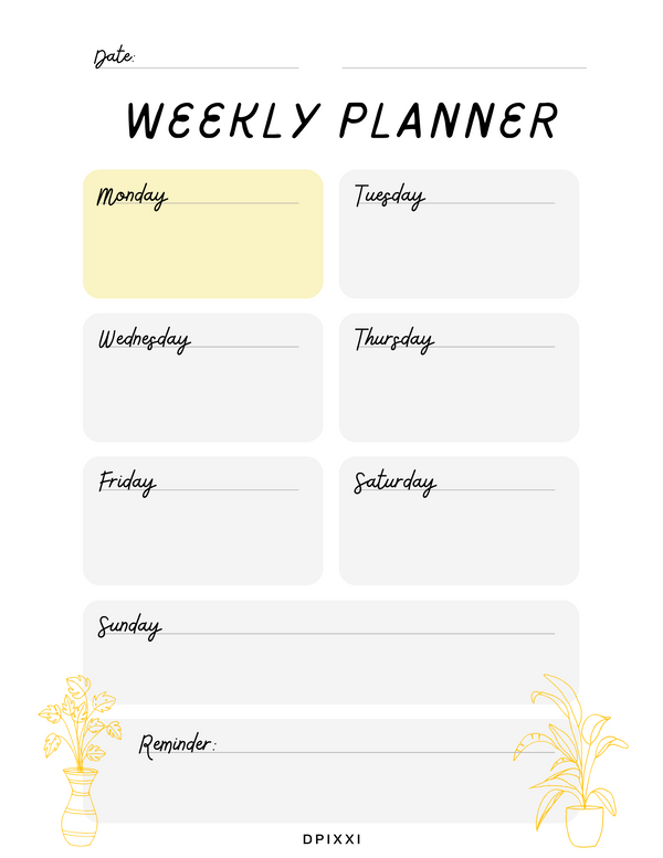 Playful Daily Weekly Planner | Monday to Sunday, Reminder