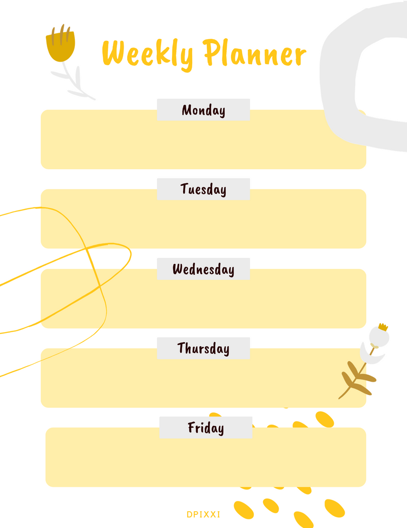 Abstract Colorful Abstract Weekly Planner | Monday To Friday