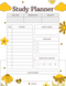 Floral Illustrative Study Planner | Start Time, Finish Time, Done/Not, Time, Schedule, Today's Subject, Study Goals, Break Time Check List,  Notes/Reminder
