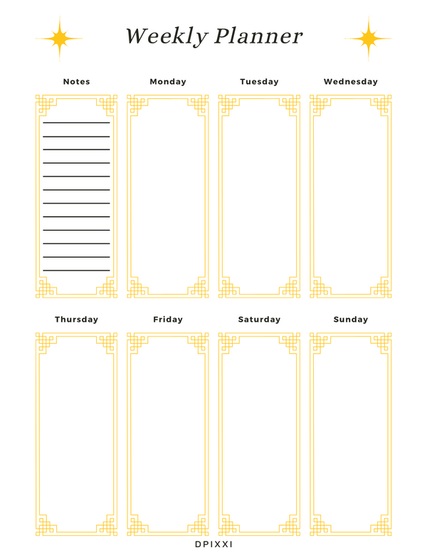 Elegant & Simple Weekly Planner | Notes, Monday to Sunday