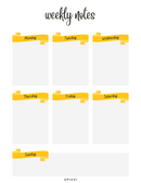 Weekly Schedule Notes Planner Sheet