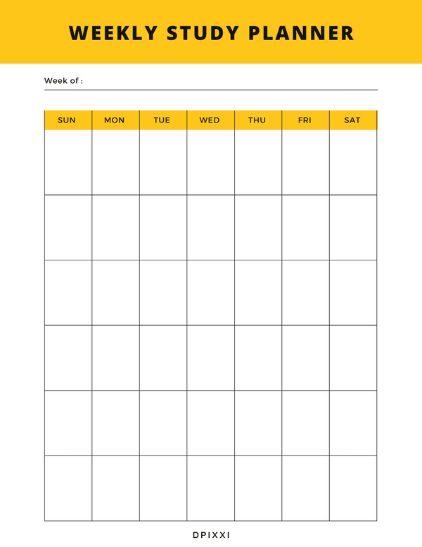 Simple & Minimal Weekly Study Planner | Week Of, Monday to Sunday
