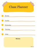 PDF Simple Class Planner | Monday To Friday, Notes