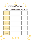 Playful Doodle Lesson Planner | Day, Monday To Friday, Objectives, Activities