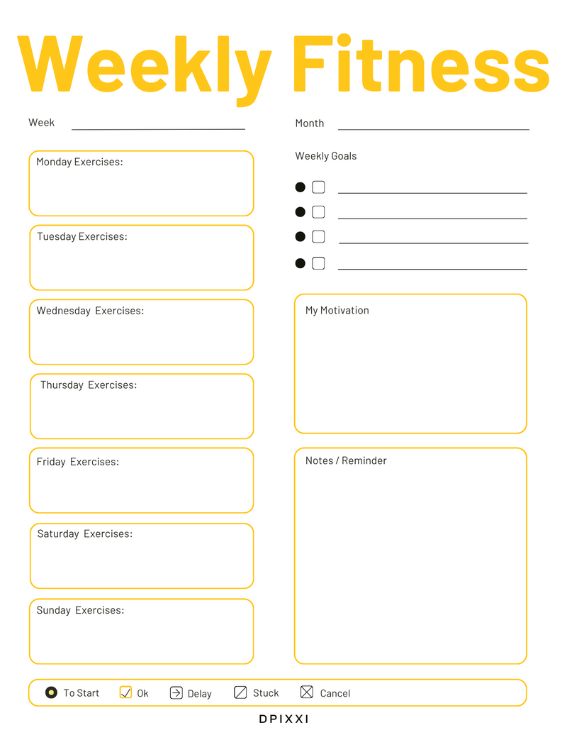 Simple and Minimal Printable Weekly Fitness Planner | Monday to Sunday Exercise, Motivation, Reminder