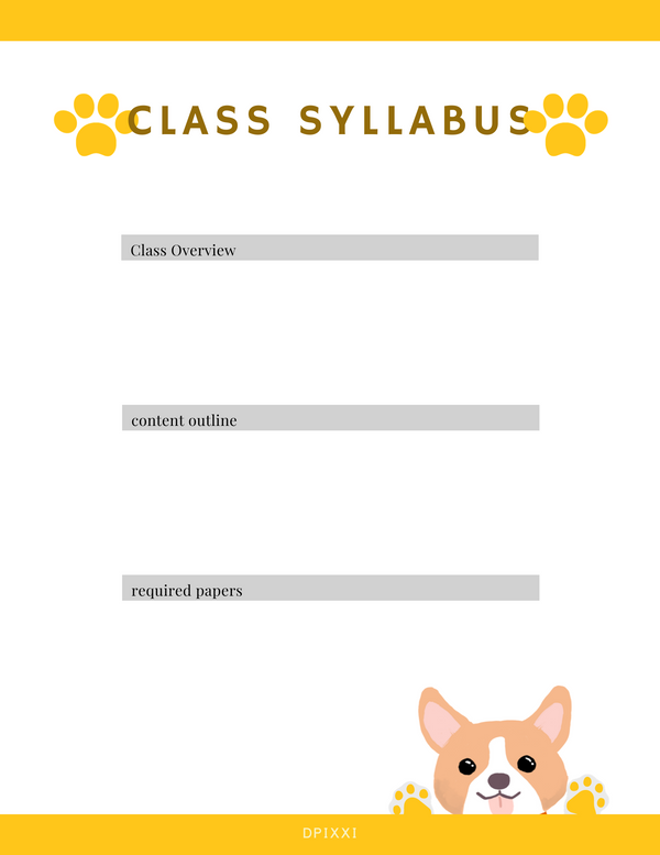 white green illustrated syllabus outline planner | Class Overview, Content Outline, Required Papers | PDF Digital Download