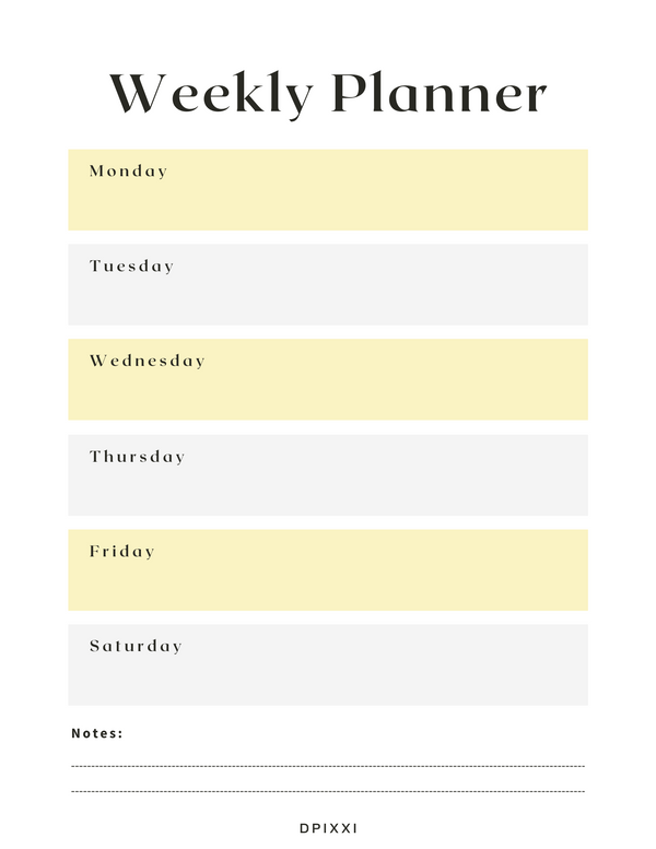 Cafe Brown Elegant Six Day Weekly Planner