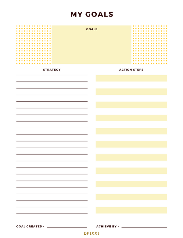 Brown and White Customizable Goals Planner
