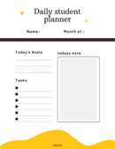 Floral Daily Student Planner | Name, Month Of, Today's Goals, Today's Note, Tasks