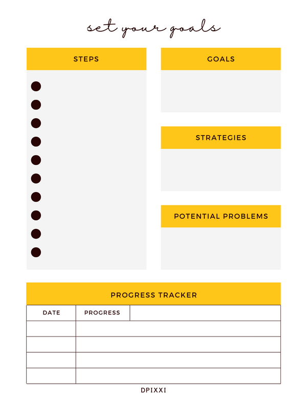 Clean and Minimal Goals Planner Template