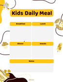 Colorful Illustration Kids Daily Meal Spiral Notebook | Breakfast, Lunch, Dinner, Snacks, Notes