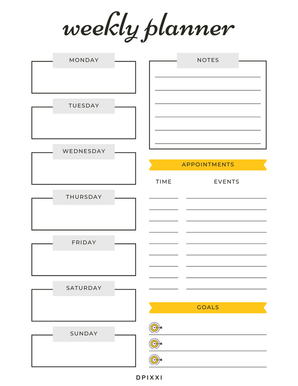 Weekly Planner Sheet