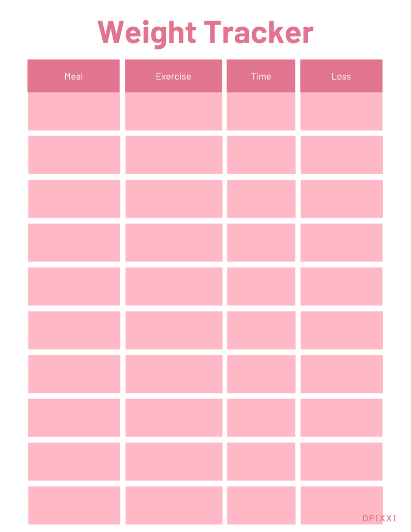 Minimalist Weight Tracker Planner | Meal, Exercise, Time, Loss