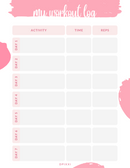 My Workout Log Planner Sheet | Activity, Time, Reps, Day 1 to Day 7