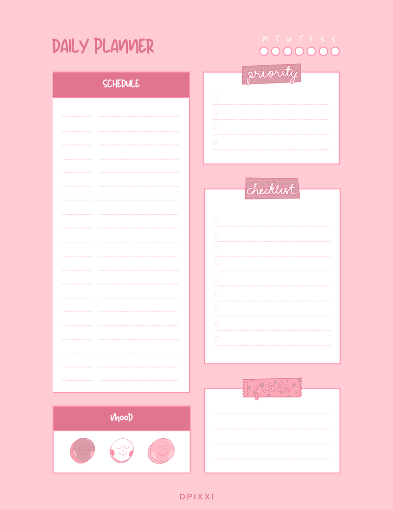 Colorful Bold Daily Schedule Planner
