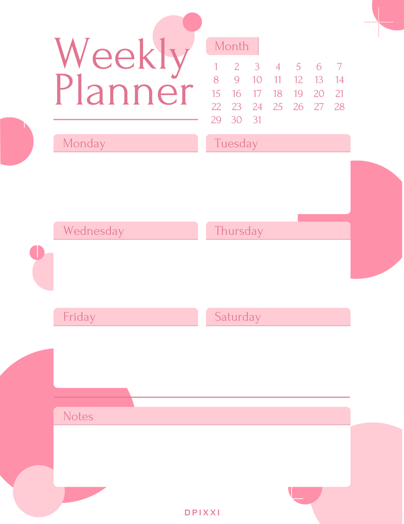 Blue and Orange Colorful Bubble Weekly Planner