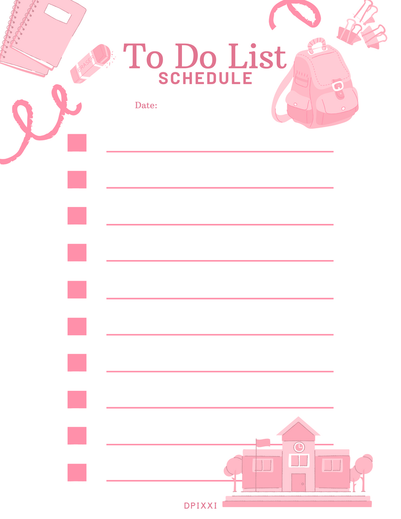 Colorful Minimalist School To Do List Schedule Planner | Date