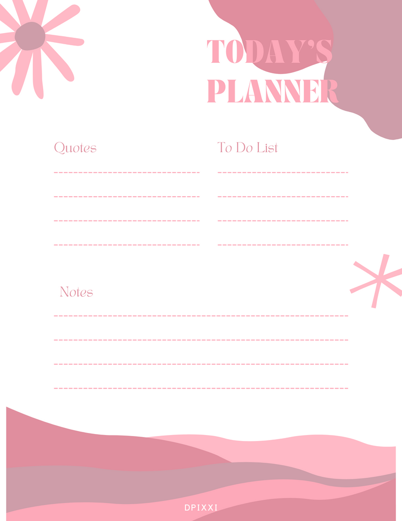 Colorful with Abstract Illustration Today's Planner | Quotes, To Do List, Notes