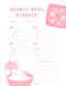 Modern Illustration Weekly Meal Planner | Date, Month, Week 1 To Week 4, Breakfast, Lunch, Dinner, Important Notes