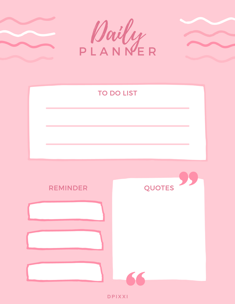 White Abstract Illustration Daily Planner