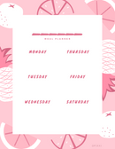 Teal Fruity Background Meal Planner | Monday To Saturday