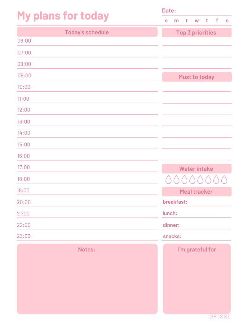 White Classic Customizable & Printable Daily Planner