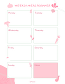 Illustrative Weekly Meal Planner | Monday to Saturday, Notes