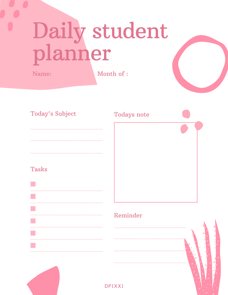 Green Colorful with Abstract Illustration Daily Student Planner