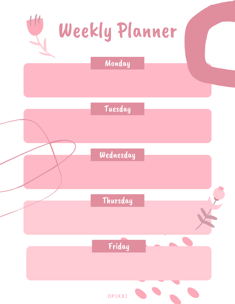 Abstract Colorful Abstract Weekly Planner | Monday To Friday