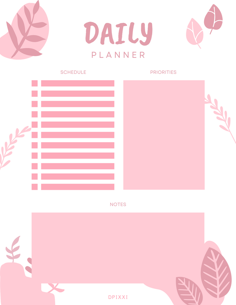 Aesthetic Daily Planner | Schedule, Priorities, Notes