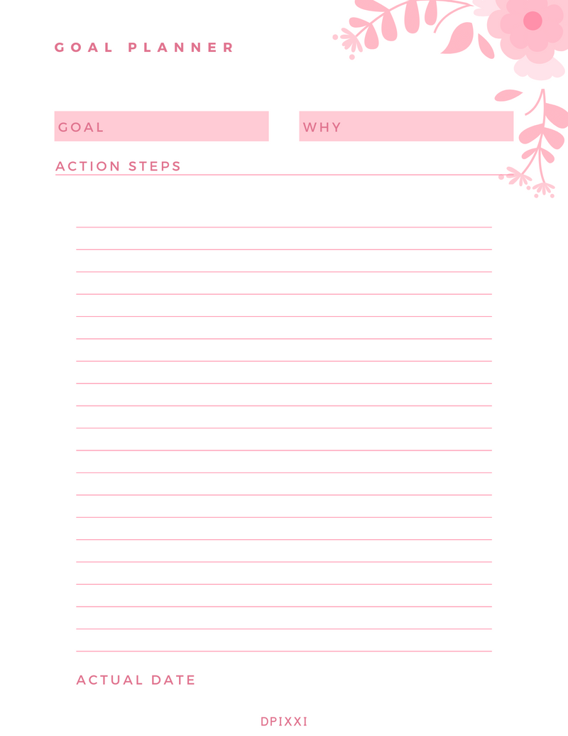 Pink Minimal Goals Planner