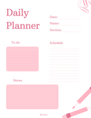 Colorful Student Printable Daily Planner | Date, Name, Section, Schedule, To Do, Notes