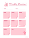 Illustrative Cute Weekly Planner | Month, Week, Sunday To Saturday, Note
