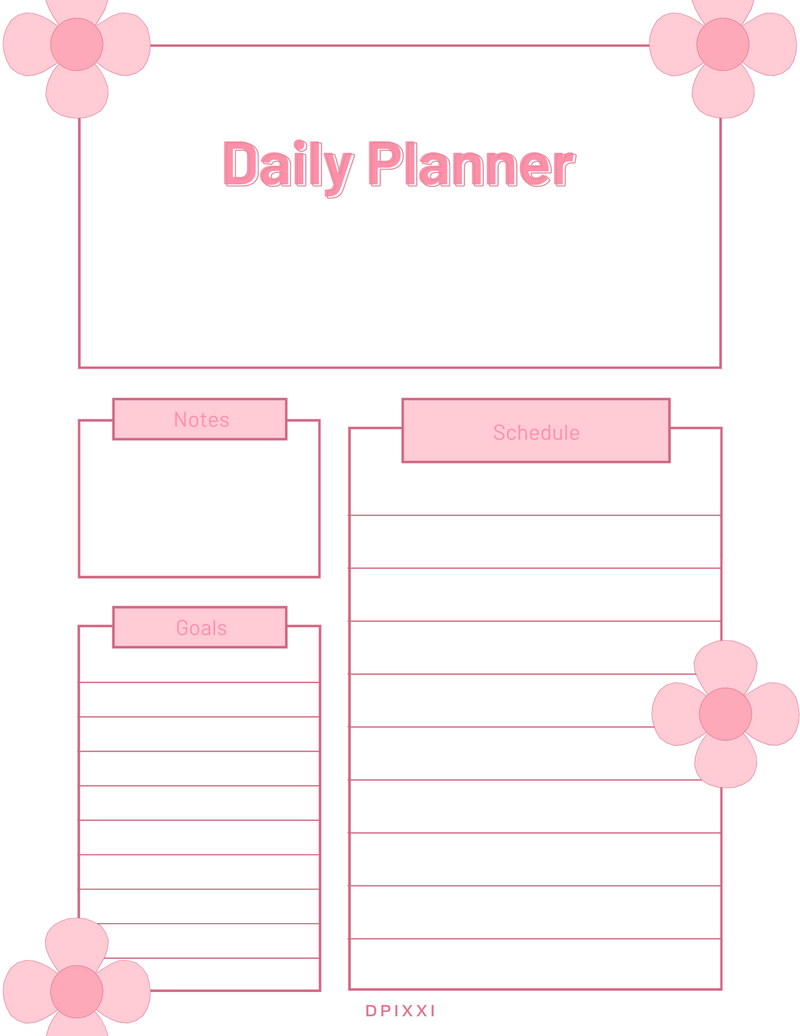 Peach Flower Retro Daily Planner