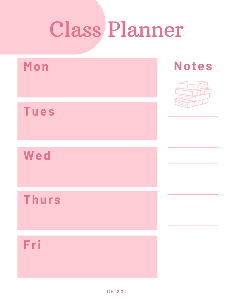 Neutral Weekly Schedule Class Planner | Monday To Friday, Notes