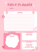 Pink Yellow And Peach Cute And Playful Doodle Stationery Daily Schedule Planner