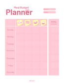 Warm Sunny Side Up Meal Budget Planner | Month, Week, Sunday To Saturday, Total Expenses