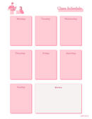 Elegant Class Schedule Planner | Monday To Sunday, Notes