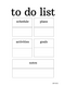 Students To Do List Planner | Schedule, Plans, Activities, Goals, Notes